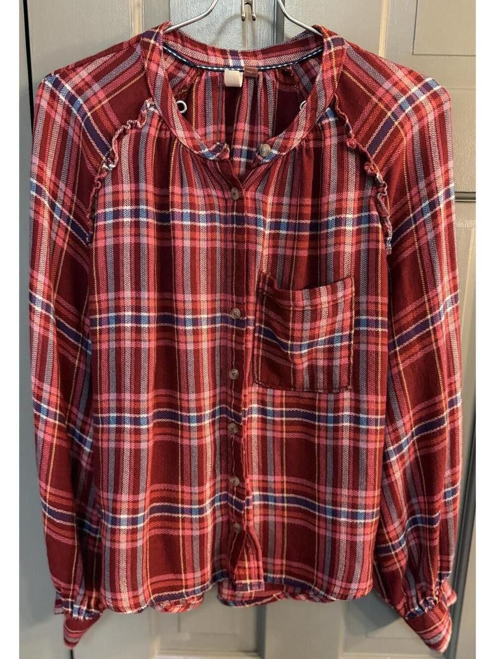 Anthropologie Pilcro Plaid Button Down Blouse Size XS